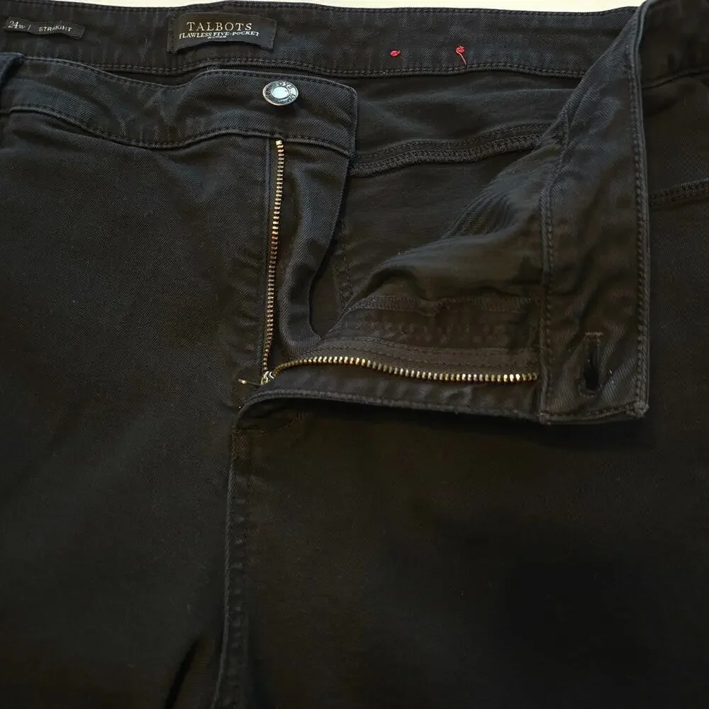 Talbots Denim Capri Womens Plus Size 24W Black Flawless Five Pocket Stretch